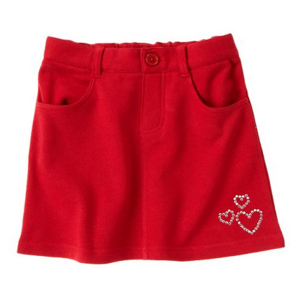 [당일출고] Rhinestone Heart Knit Skirt (Red Pepper)