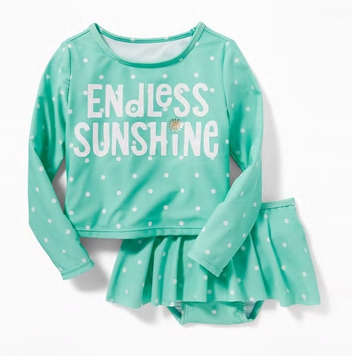 [당일출고] &quot;Endless Sunshine&quot; Rashguard &amp; Swim Skirt Set for Toddler Girls