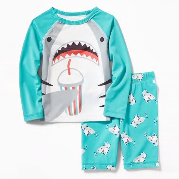 [당일출고] Shark-Graphic Rashguard Swim Set for Toddler Boys