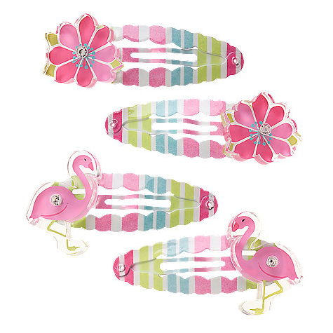 Flamingo Stripe Snap Clip Four-Pack (빠른배송)