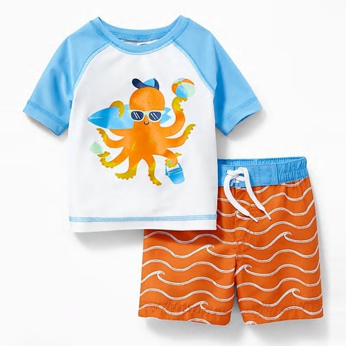 [당일출고] Graphic Rashguard &amp; Swim Trunks Set for Baby